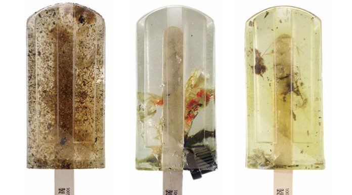 Des sucettes glacées (popsicles) fabriquées à partir de 100 sources d’eau polluées différentes attire l’attention du monde entier